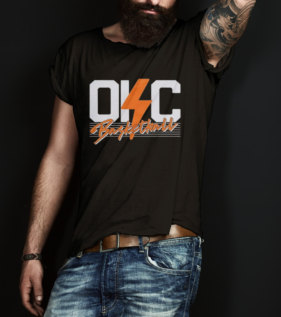 OKC Basketball Lightning Bolt Oklahoma City Thunder T-Shirt