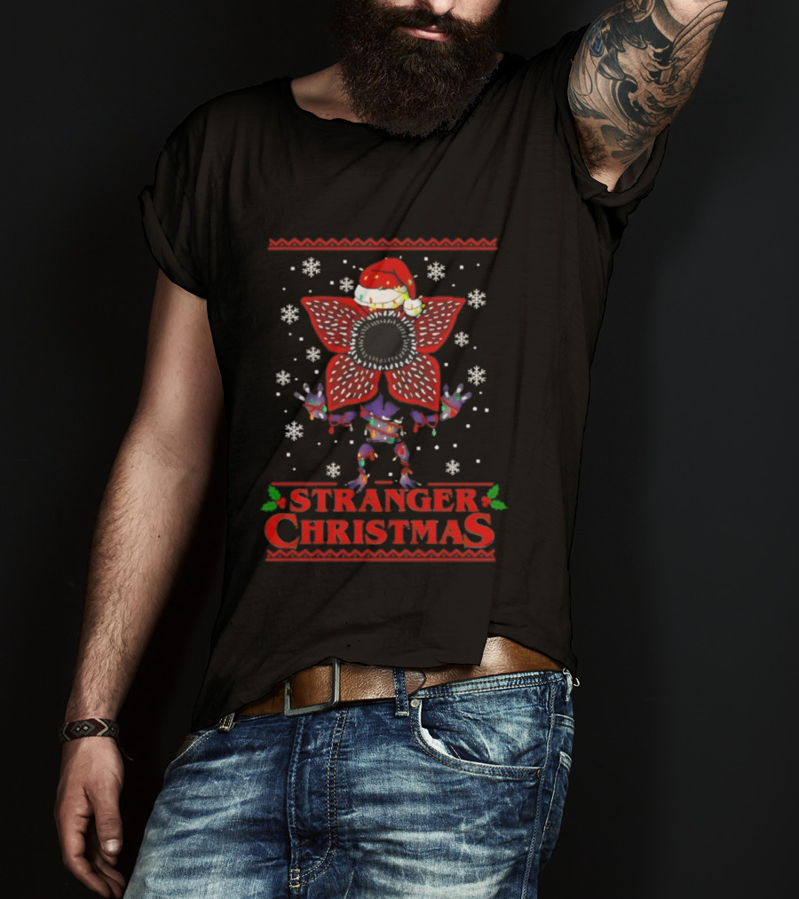 Stranger Christmas Demogorgon Santa Ugly Sweater Humor T-Shirt