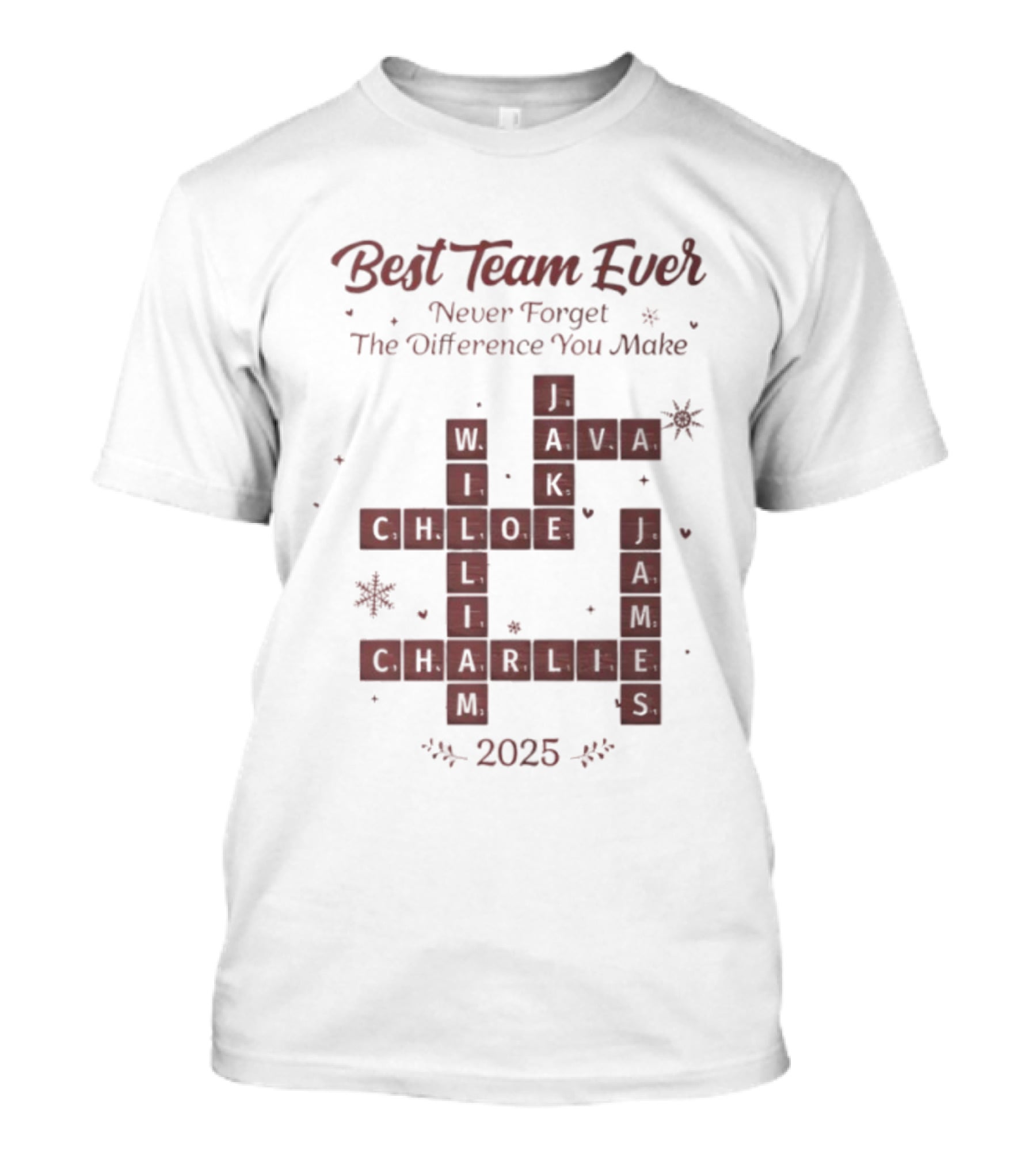 Best Team Ever Never Forget The Difference You Make Scrabble Christmas 2025 T-Shirt