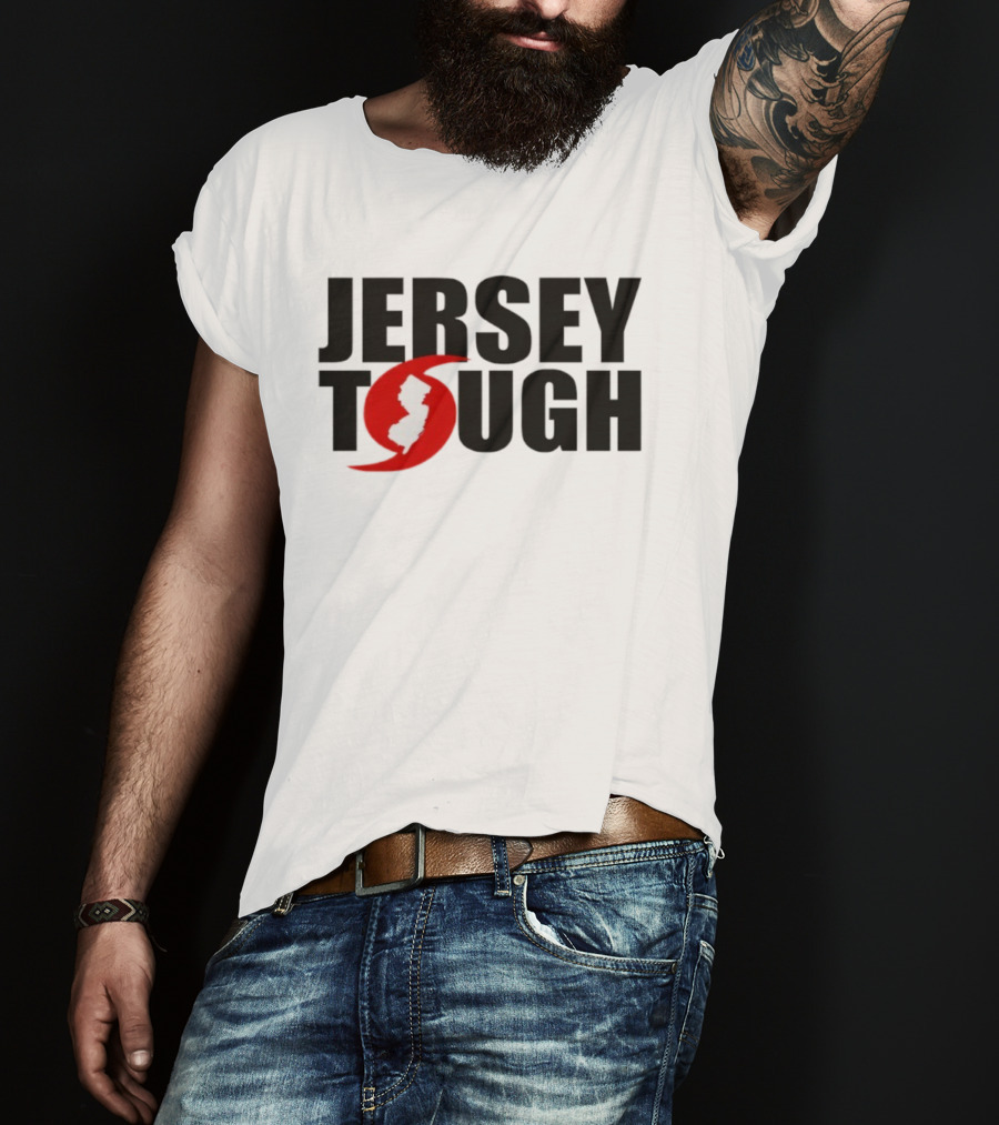 Jersey Tough New Jersey Map Red Circle Graphic T-Shirt