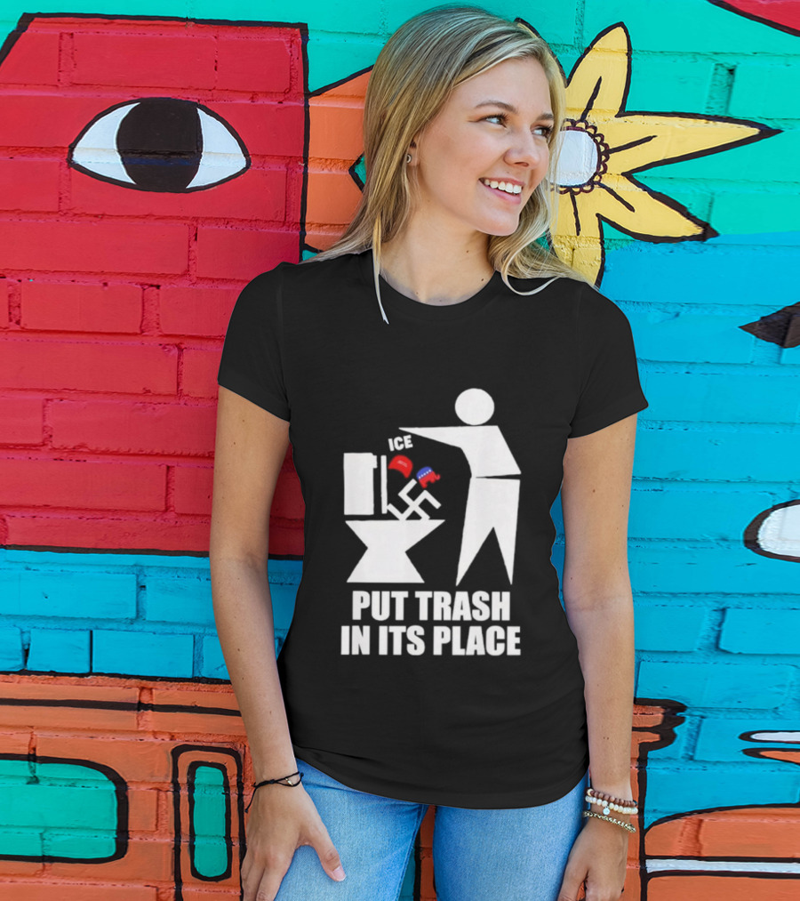 Ice Put Trash In Its Place Boxing Gloves Trash Can Graphic T-Shirt