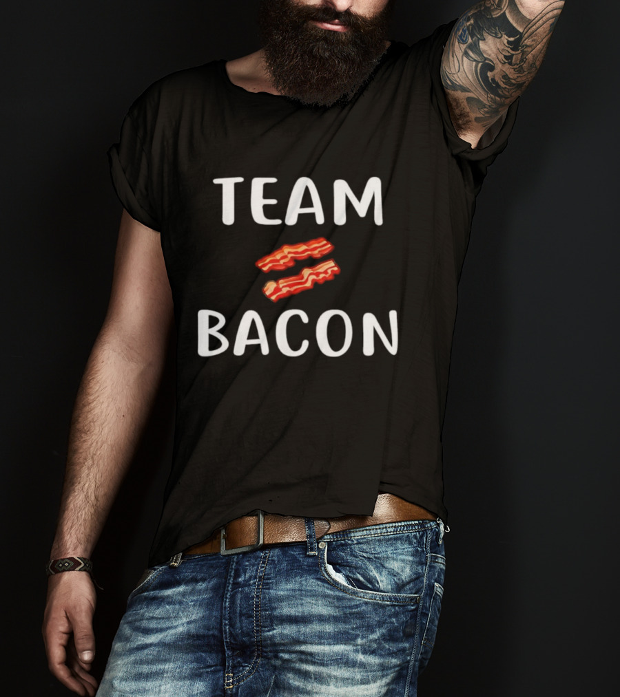 Team Bacon Two Strips Of Bacon Fun Fan Statement T-Shirt