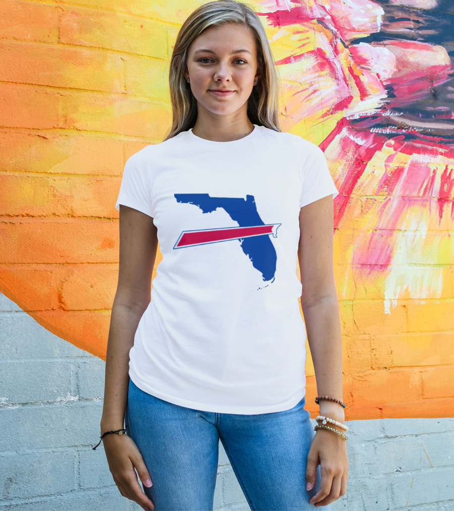 Florida Buffalo Bills Backers Map Outline Classic Fan Symbol T-Shirt