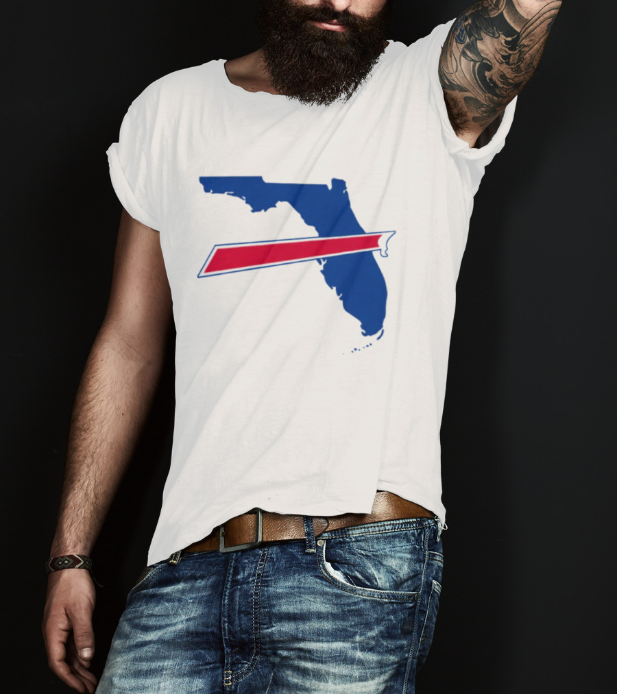 Florida Buffalo Bills Backers Map Outline Classic Fan Symbol T-Shirt