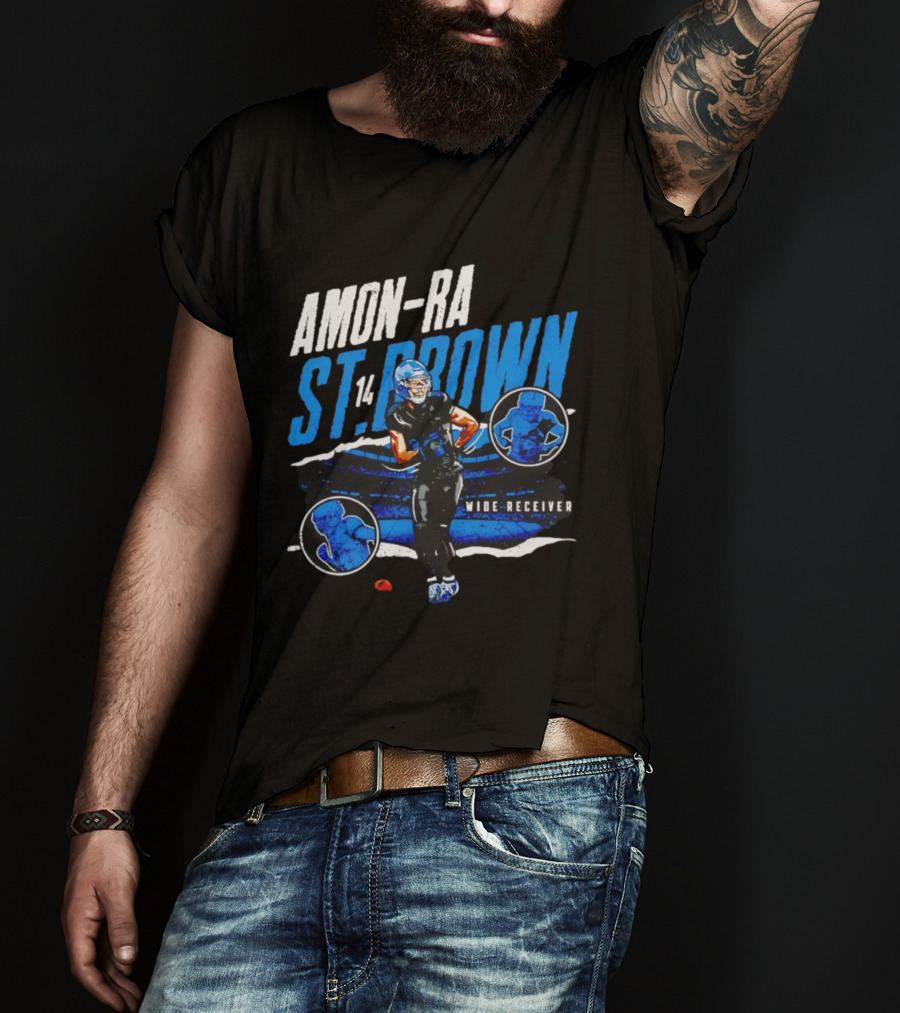Amon-Ra St Brown 14 Detroit Lions Wide Receiver Football Player Graphic T-Shirt