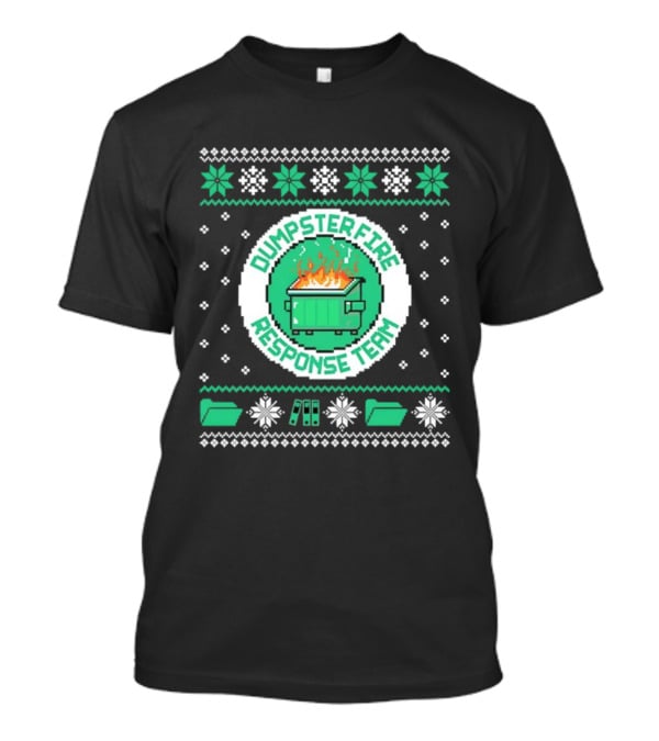 Dumpster Fire Response Team Ugly Christmas Sweater Snowflakes Retro T-Shirt