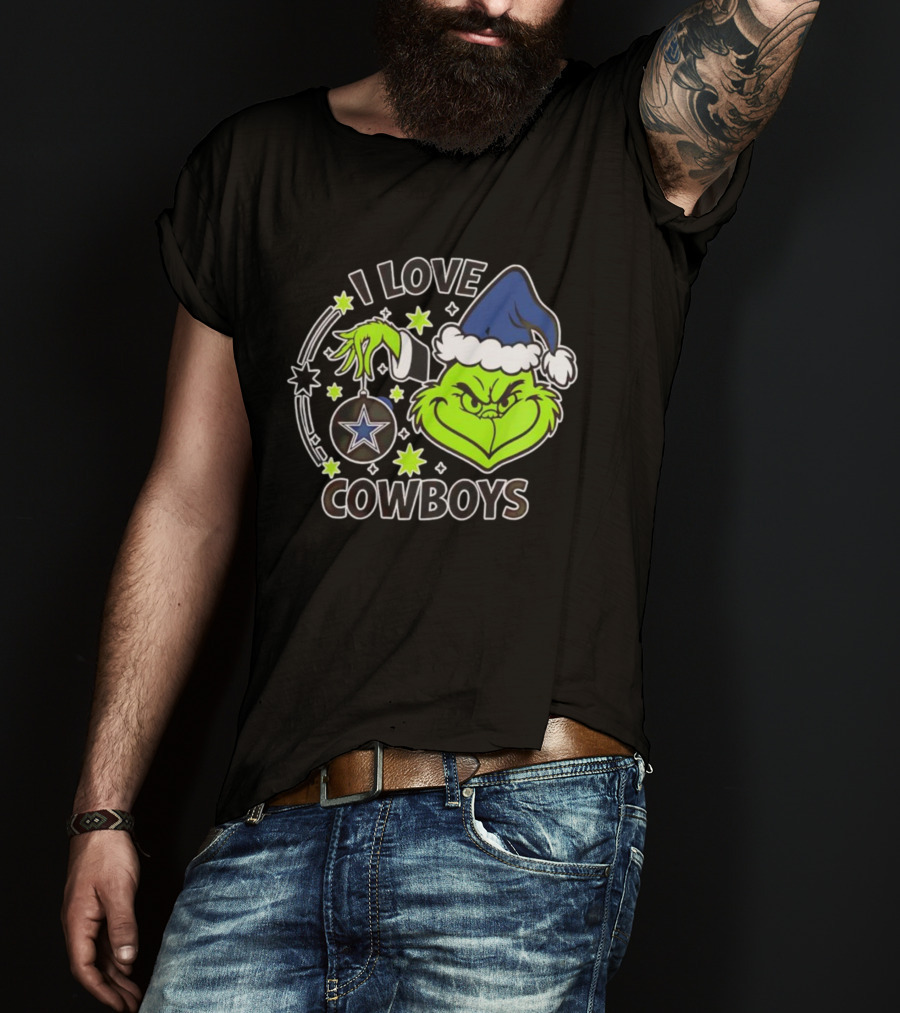 I Love Cowboys Grinch Christmas Dallas Star Ornament T-Shirt