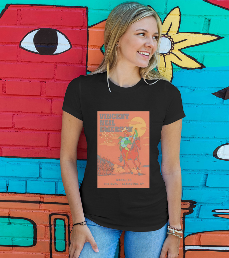 Vincent Neil Emerson Red Horse Tour Lexington KY March 28 2026 With Cowboy And Horse Scene T-Shirt