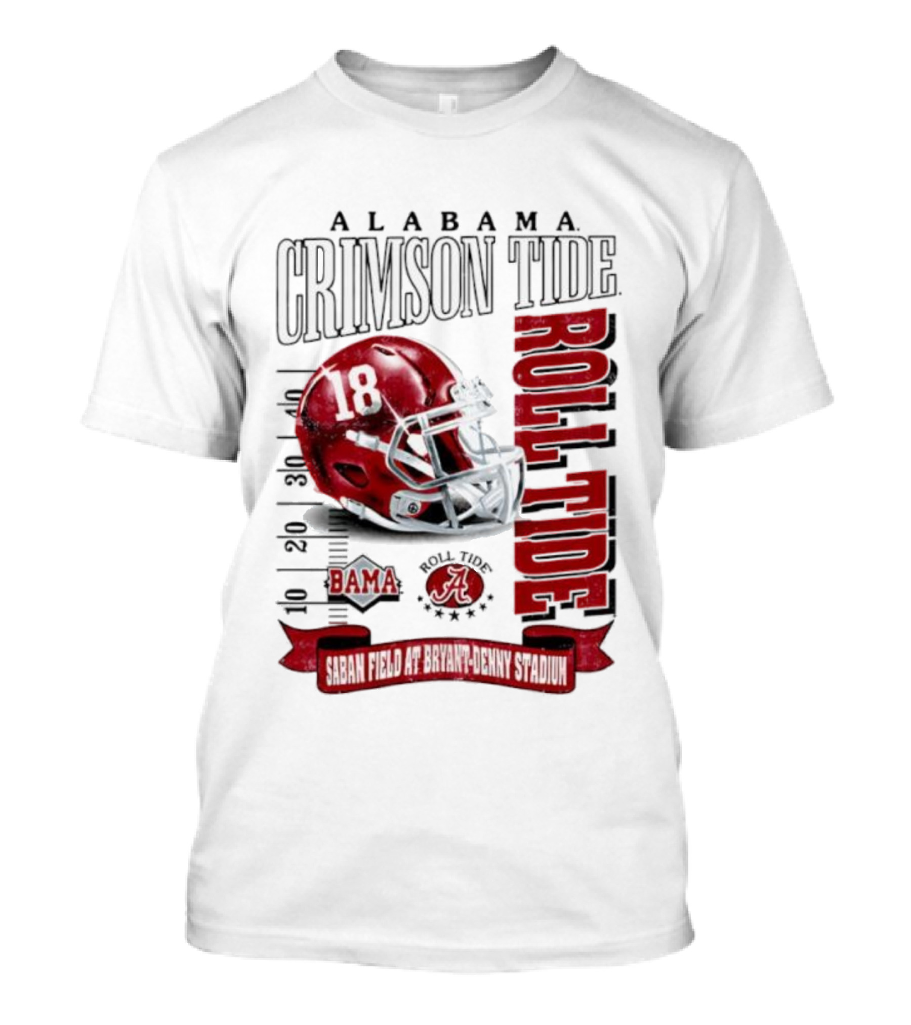 Alabama Crimson Tide Bama Roll Tide Helmet Saban Field At Bryant Denny Stadium T-Shirt