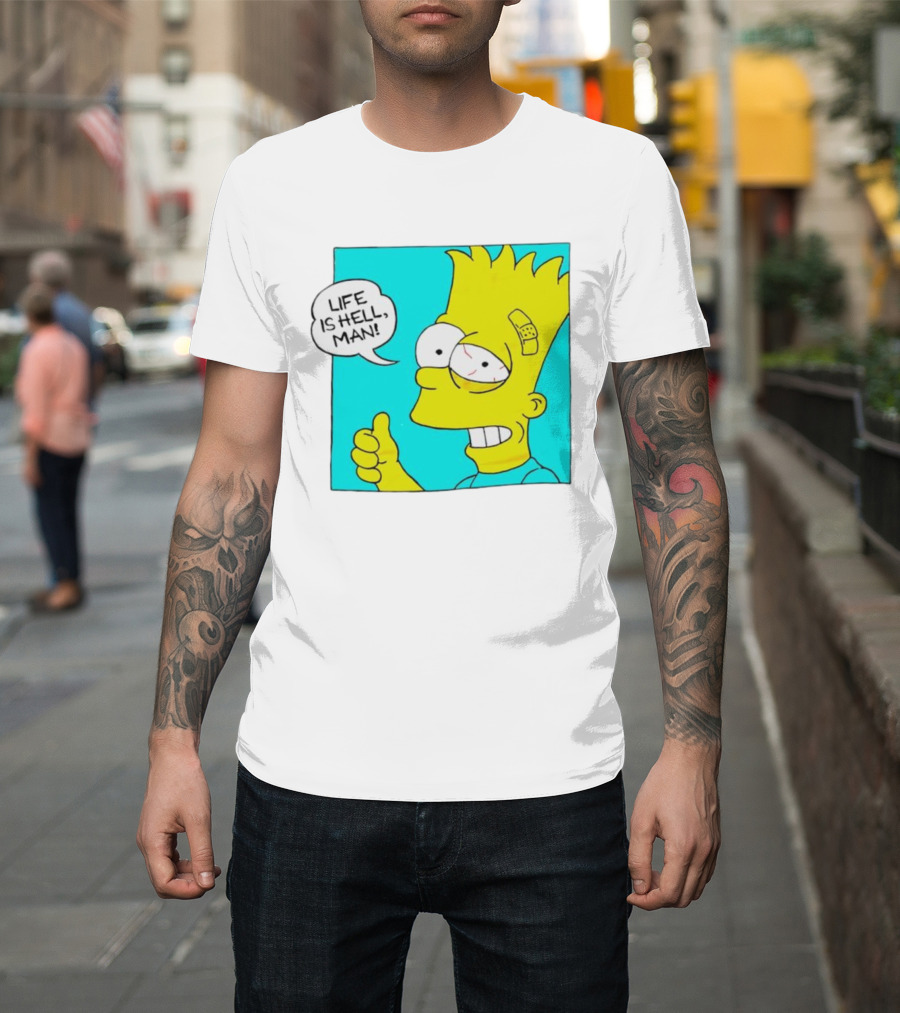 Bart Simpsons Life Is Hell Man Bandaged Head T-Shirt