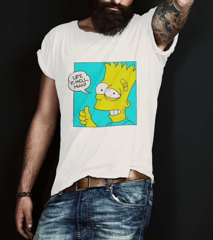 Bart Simpsons Life Is Hell Man Bandaged Head T-Shirt