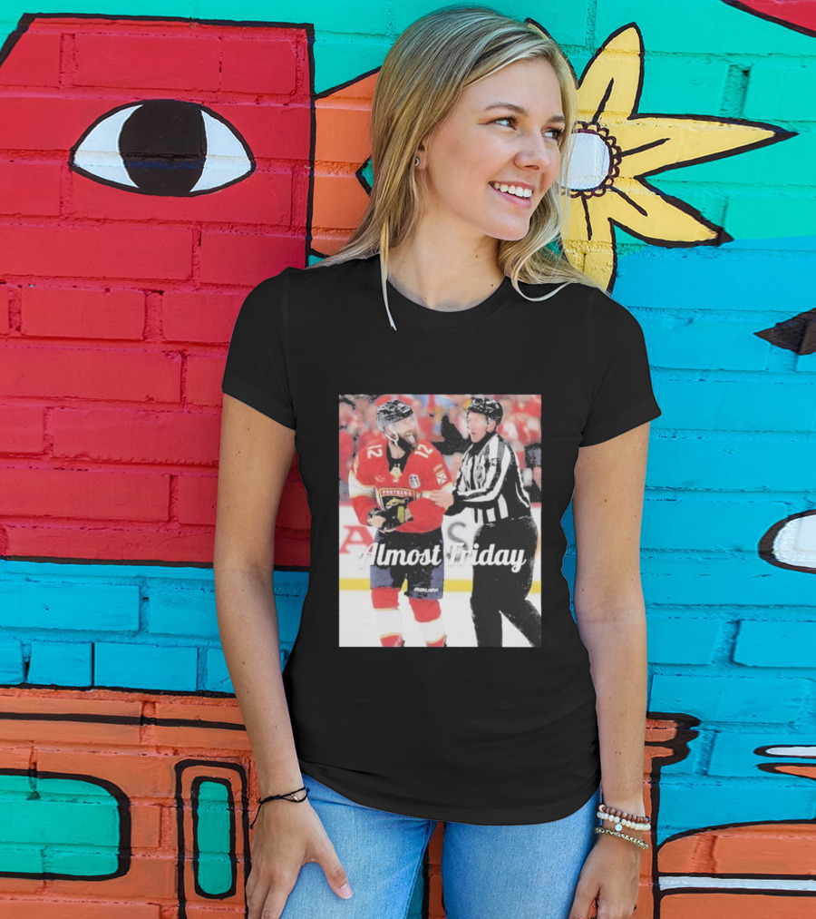 Almost Friday Florida Panthers Tongue Out Hockey Moment T-Shirt