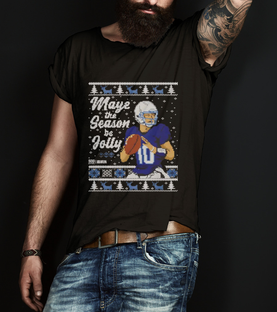 Drake Maye Quarterback Retro Christmas New England Festive T-Shirt