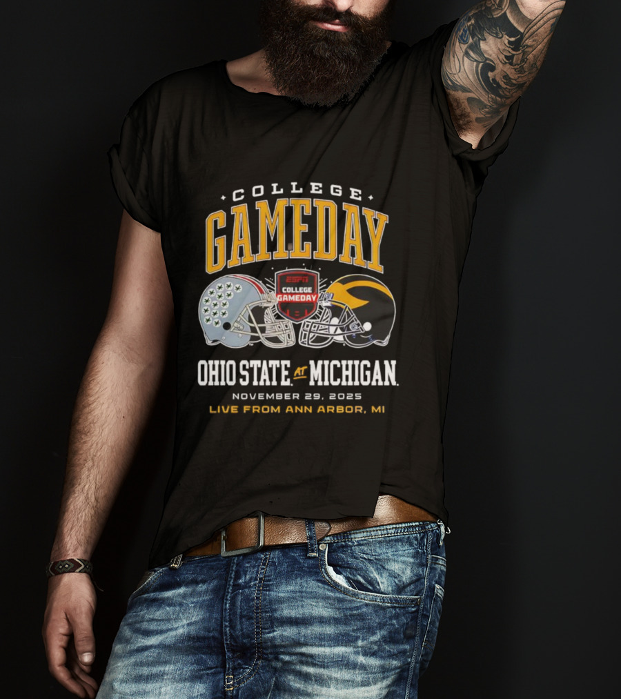 ESPN College GameDay Ohio State At Michigan Live From Ann Arbor MI Helmets T-Shirt