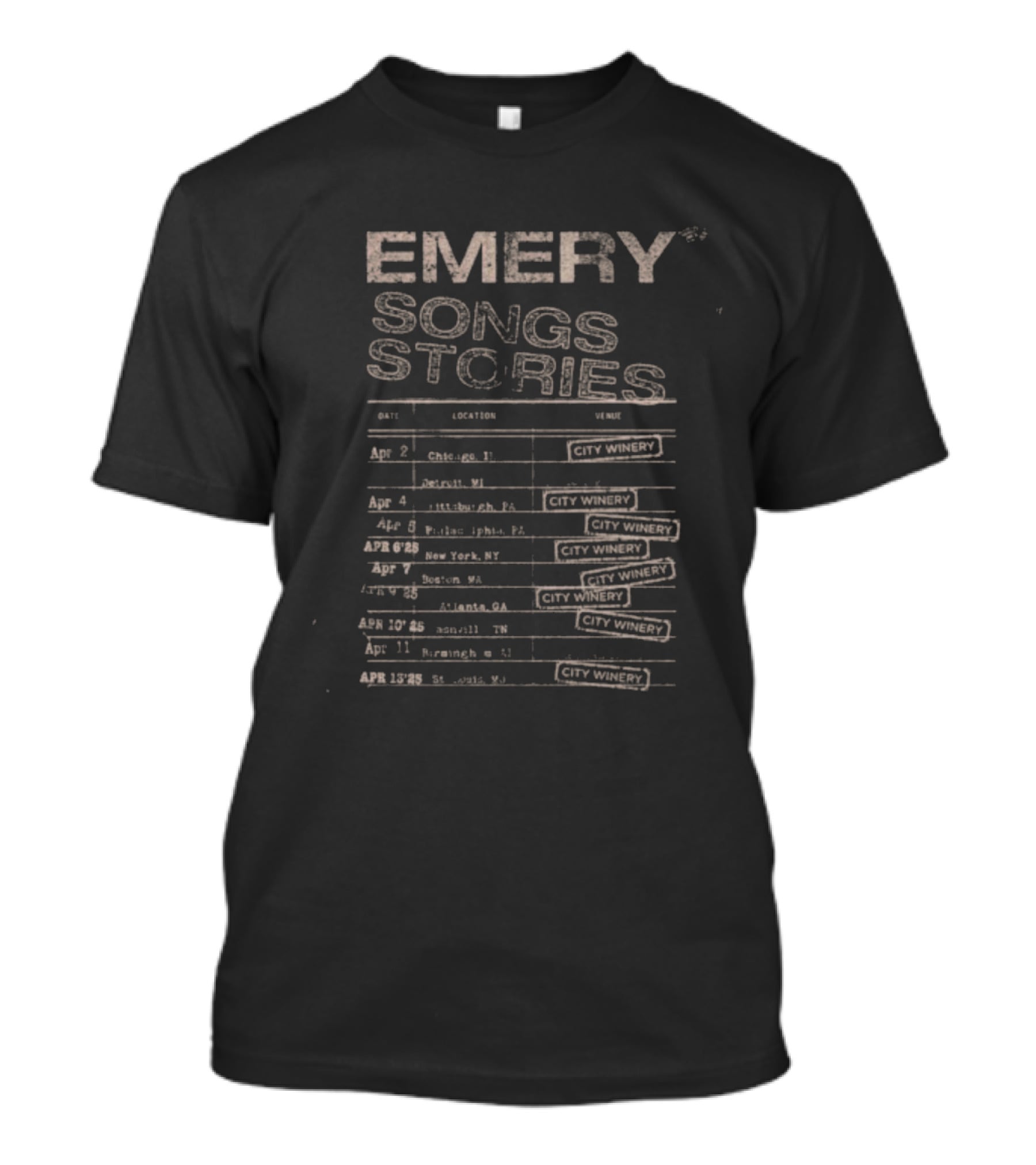 Emery Songs Stories Tour 2025 Seattle Dallas Portland Salt Lake City Toronto T-Shirt