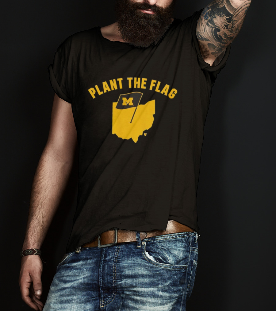 Michigan Football Plant The Flag M Logo Ohio Outline T-Shirt