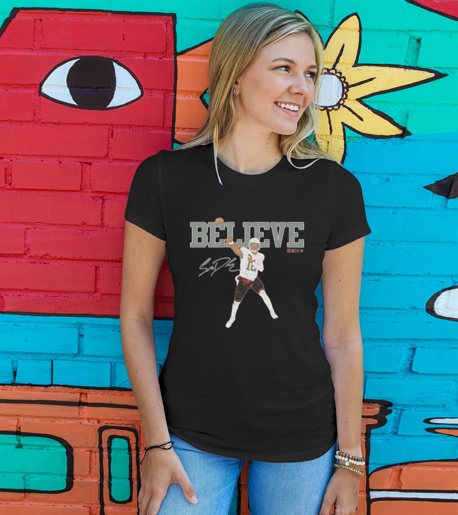 Believe Shedeur Sanders Signature Football Player Number 2 T-Shirt