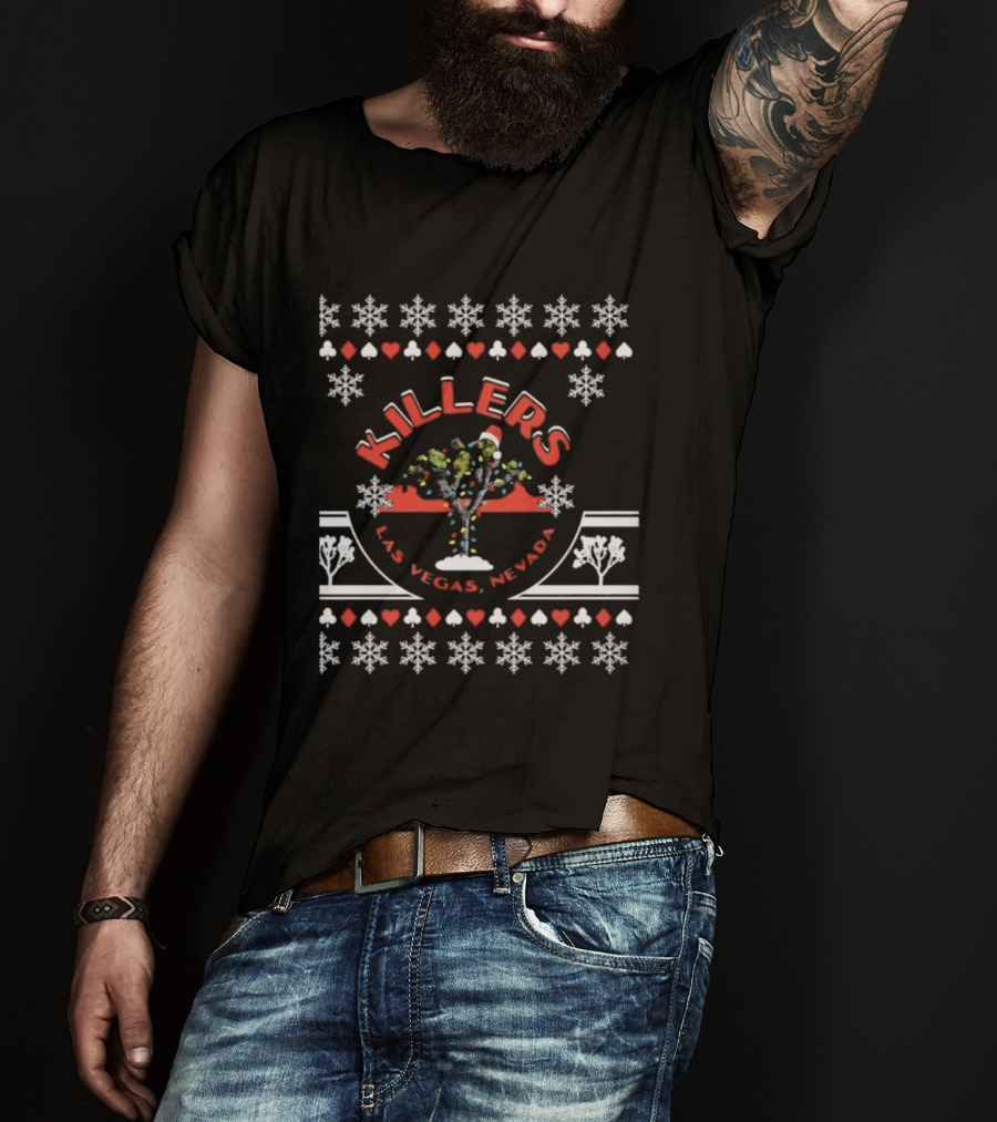 Killers Las Vegas Nevada Christmas Tree Snowflakes Holiday T-Shirt