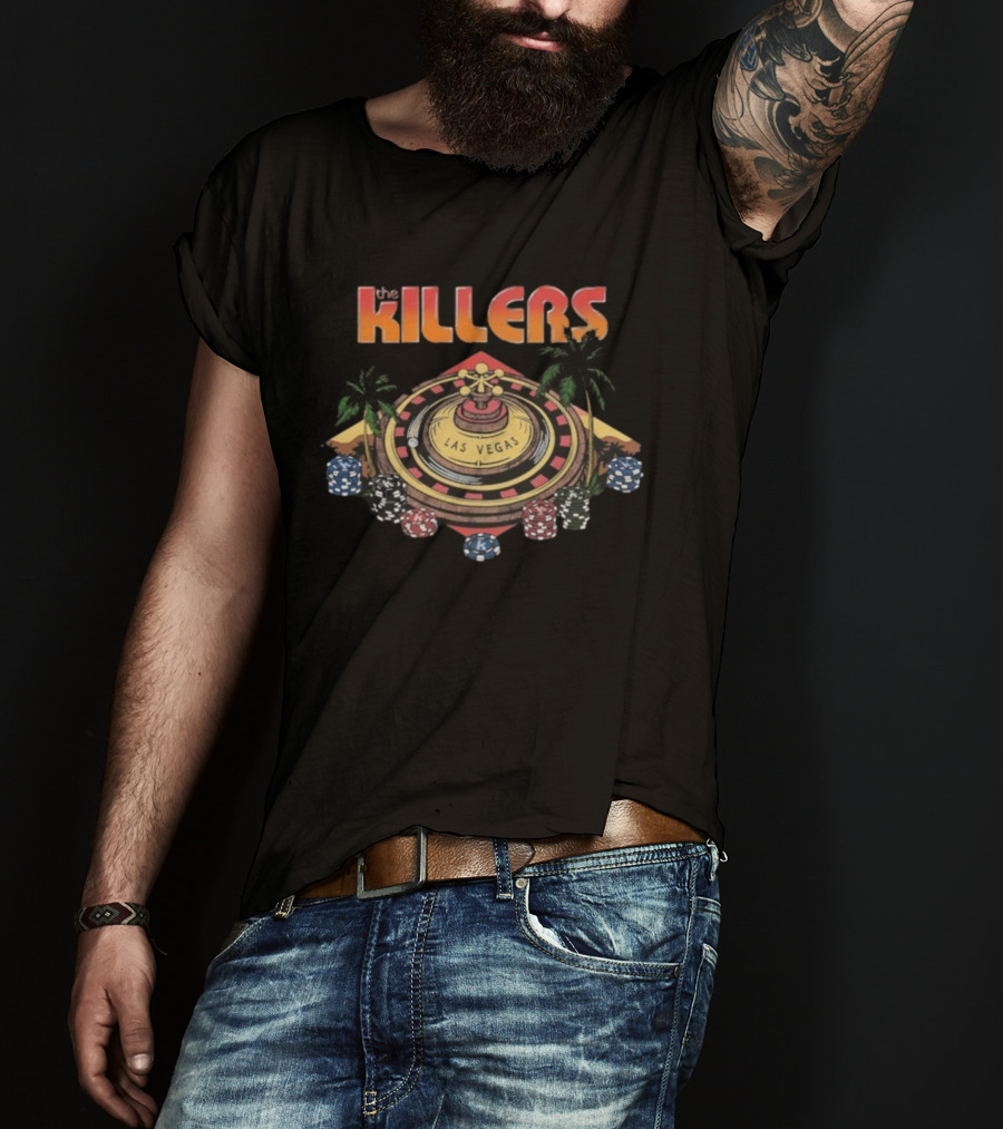 The Killers Las Vegas Roulette Summer Poker Chips Palm Trees T-Shirt
