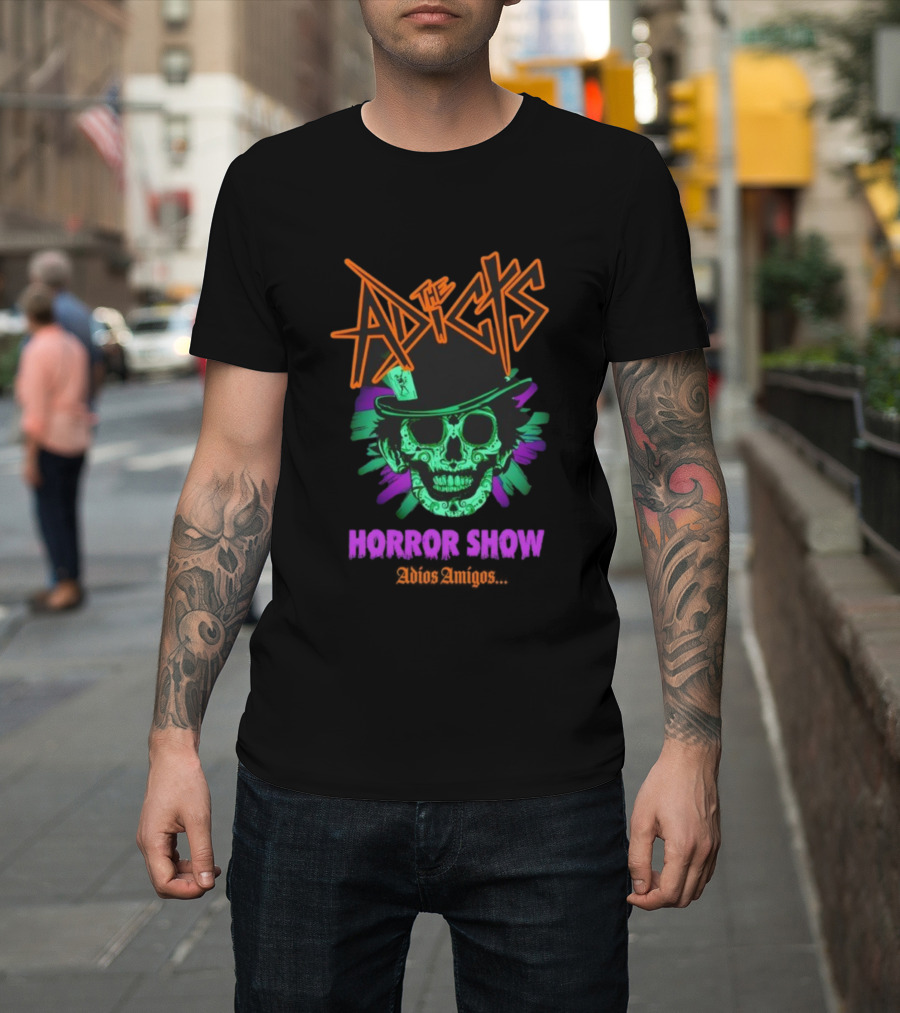 The Adicts Horror Show Adios Amigos Sugar Skull Top Hat T-Shirt