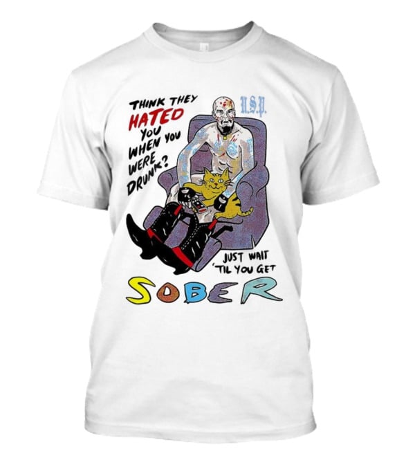 Hated Baseball Sober Comic Art With Cat And Colorful Text T-Shirt