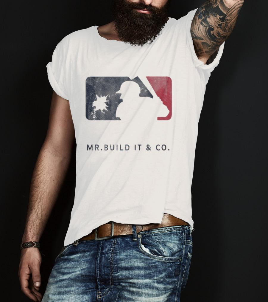 Mr Build It Wrecking Day MLB Bulldozer Silhouette T-Shirt