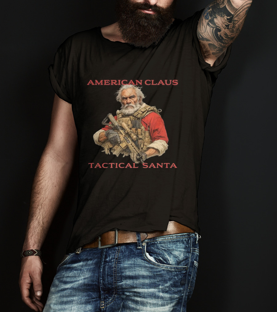 American Claus Tactical Santa Christmas Rifle Gear T-Shirt