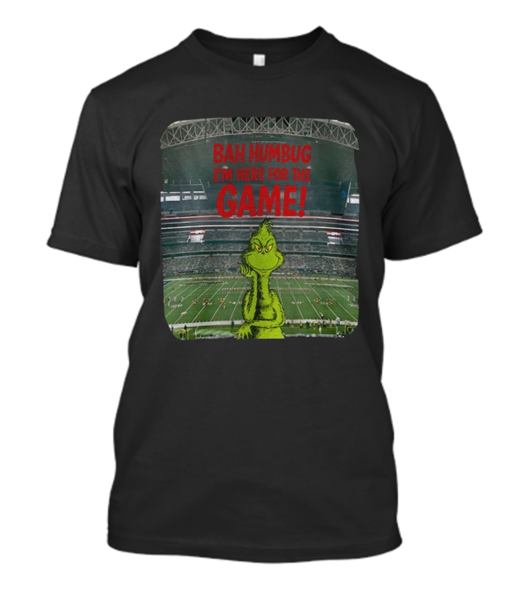 Bah Humbug I'm Here For The Game Grinch Christmas Stadium Football T-Shirt
