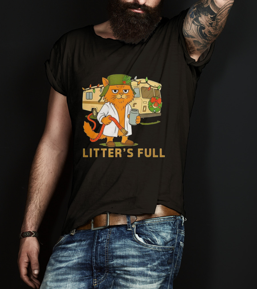 Litter's Full Shitters Full Cat Christmas RV Holiday Lights T-Shirt