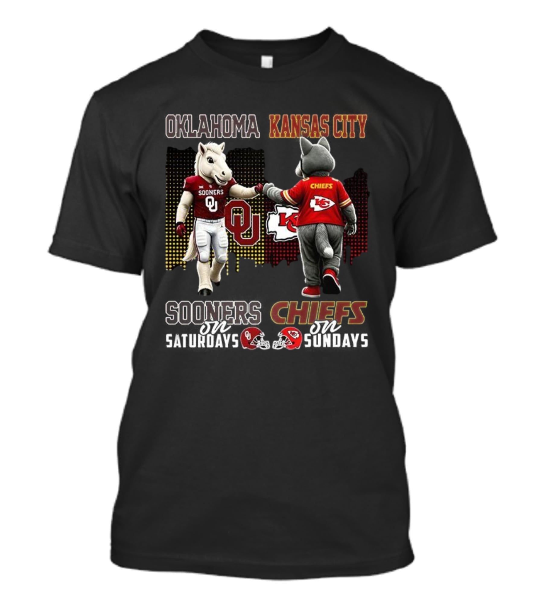 Oklahoma Sooners Saturdays Kansas City Chiefs Sundays Football Fans T-Shirt