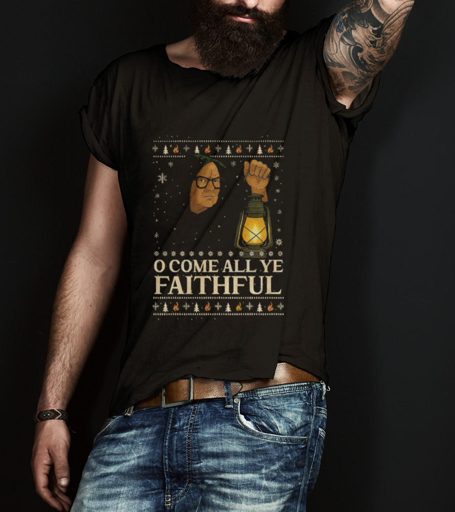 O Come All Ye Faithful Funny Traitors Christmas Sweater Lantern Design T-Shirt