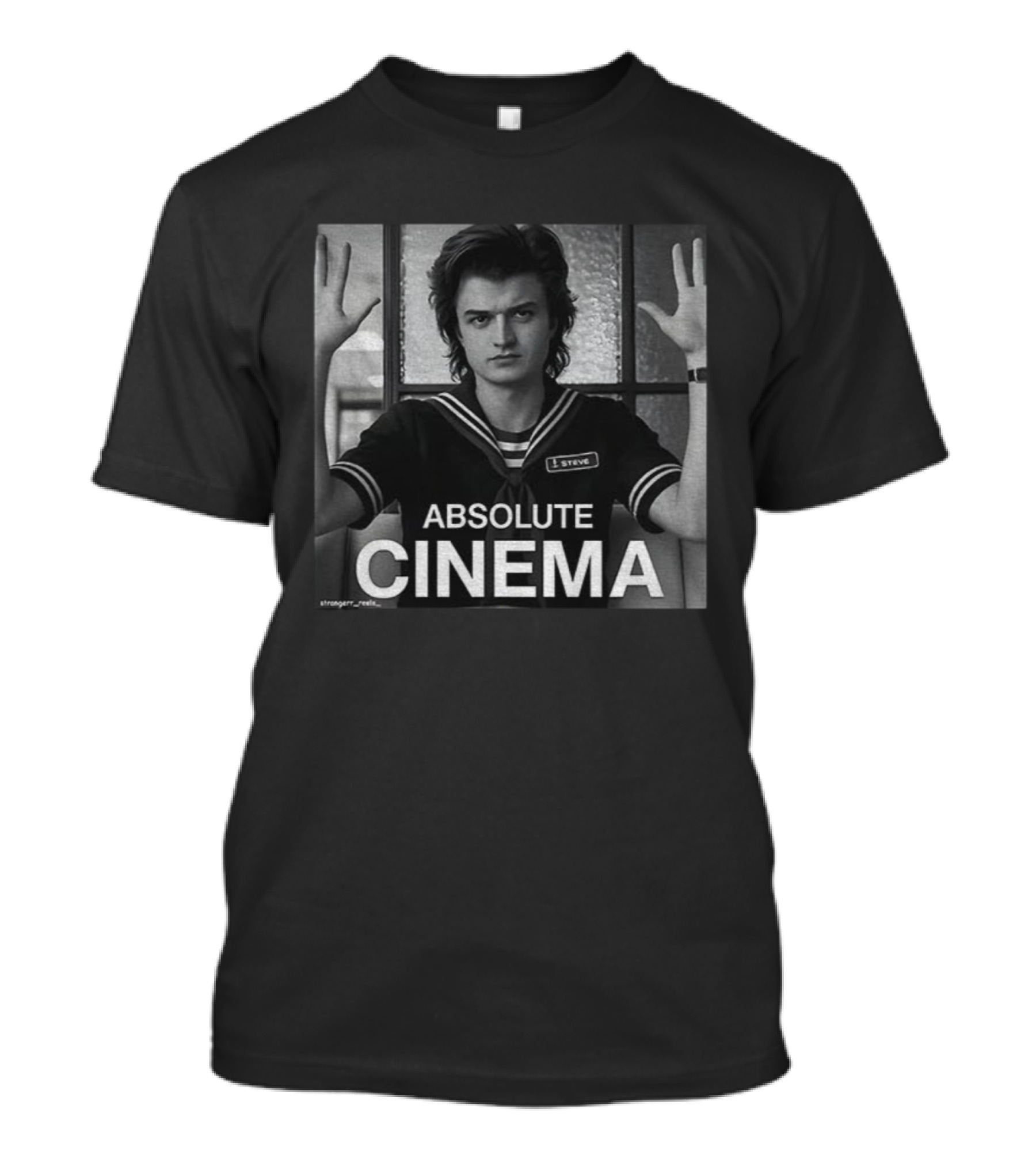 Stranger Things Steve Absolute Cinema Iconic Black And White Sailor Look T-Shirt