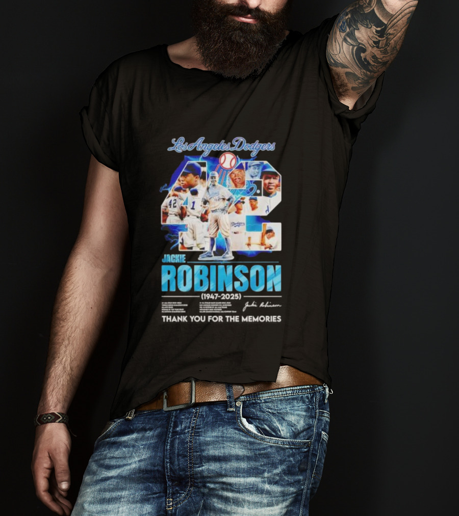 Los Angeles Dodgers Jackie Robinson 42 1947 2025 Thank You For The Memories T-Shirt