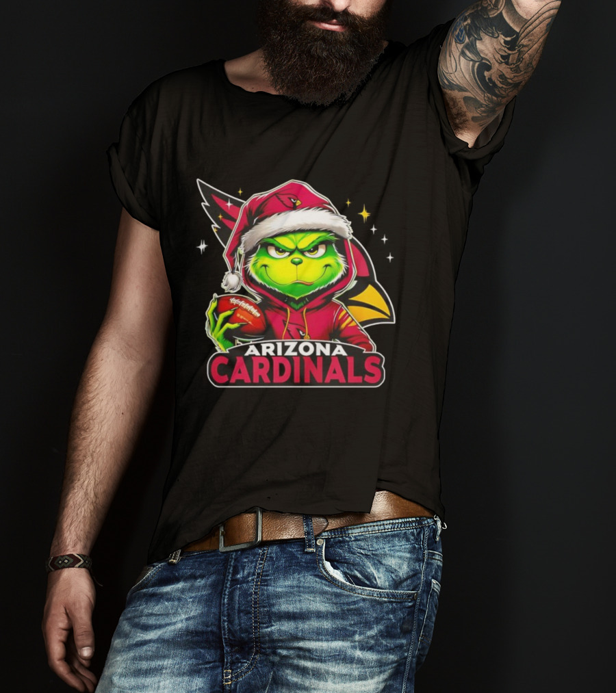Arizona Cardinals Grinch Santa Christmas NFL Football Holiday T-Shirt
