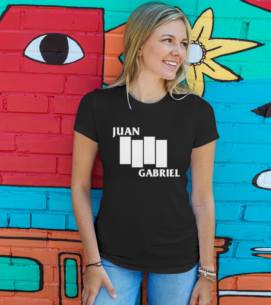 Juan Gabriel Black Flag Parody White Text T-Shirt