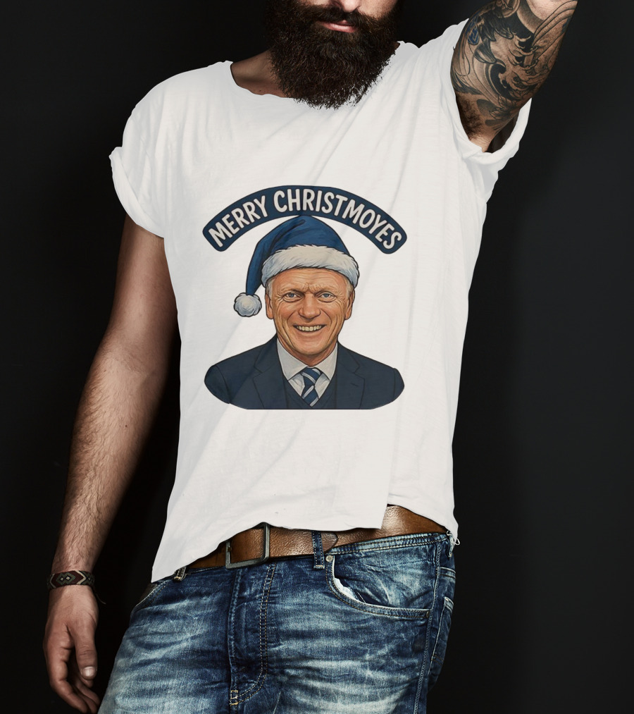 Merry Christmoyes Christmas Everton FC David Moyes Holiday Santa Hat T-Shirt