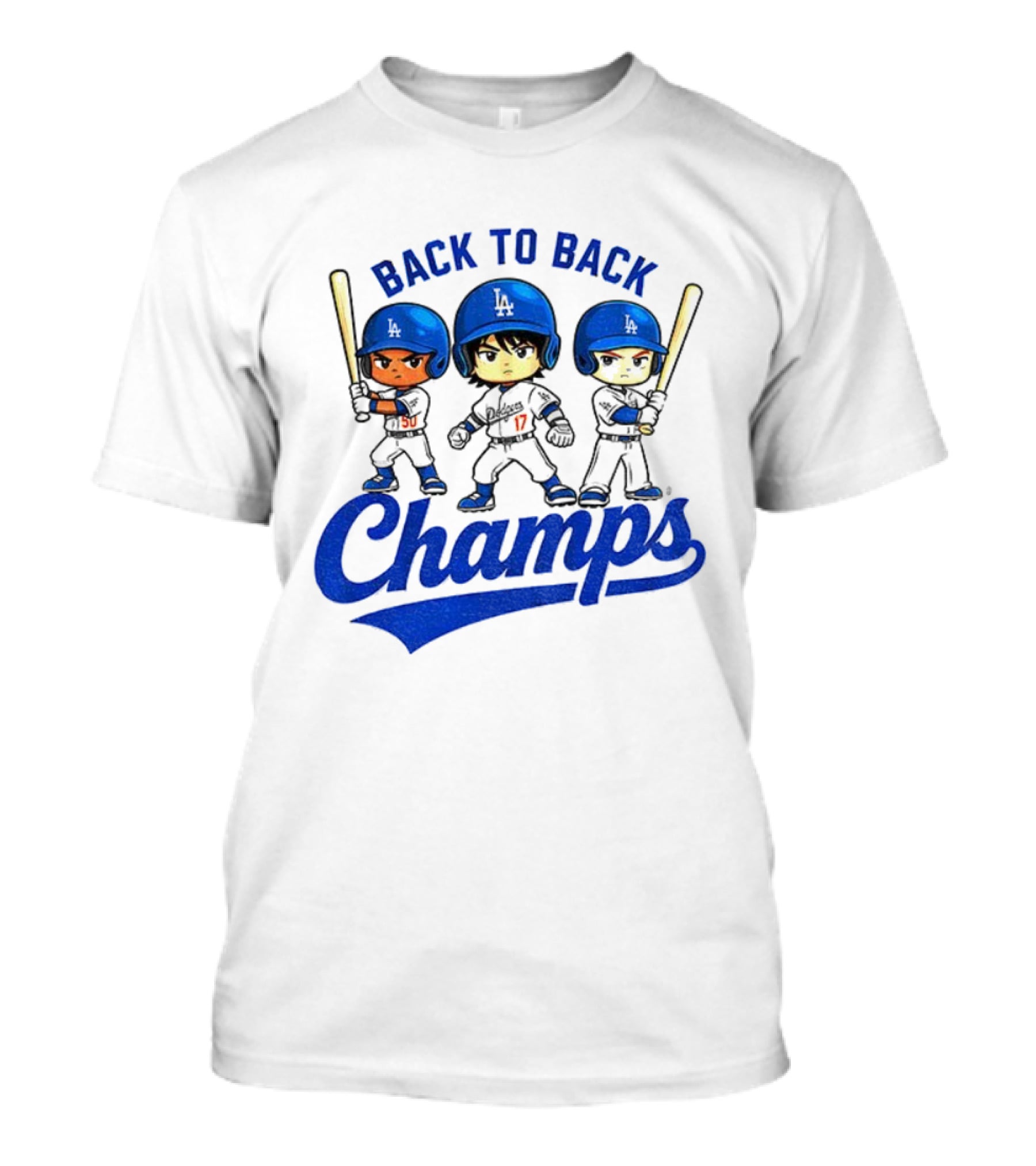Los Angeles Dodgers Baseball Back To Back Champs Characters T-Shirt