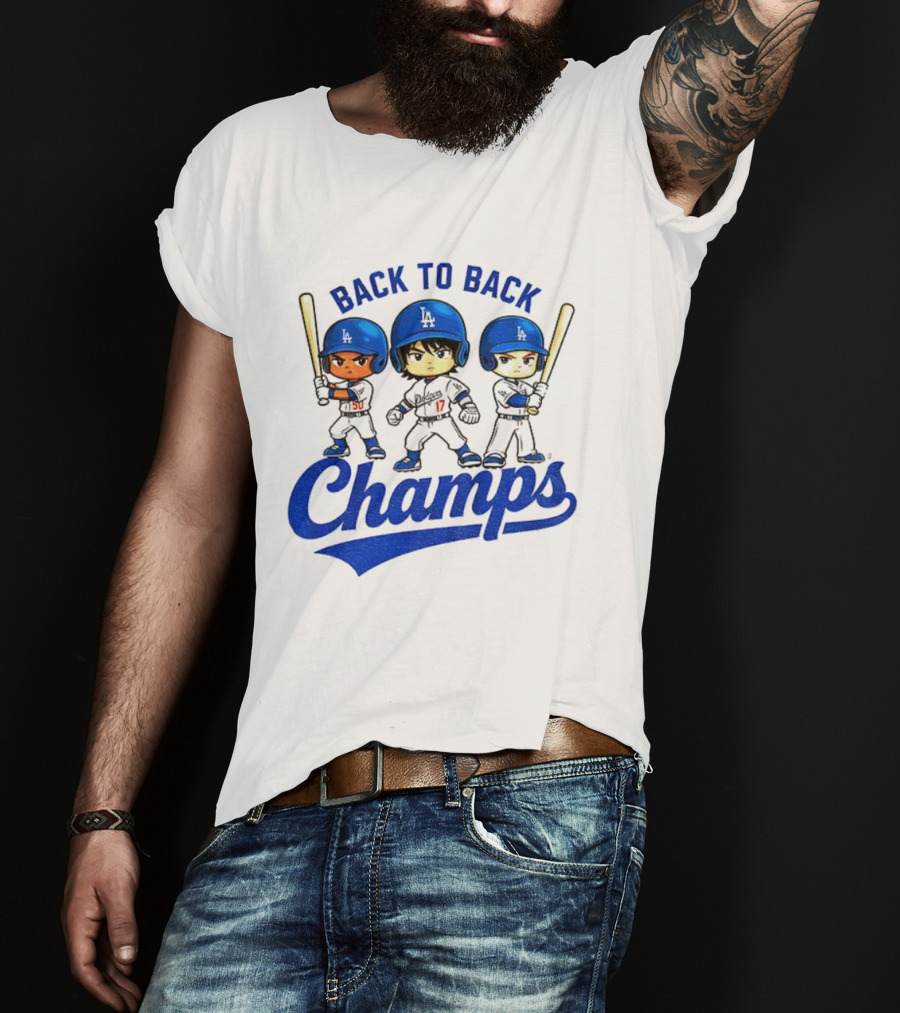 Los Angeles Dodgers Baseball Back To Back Champs Characters T-Shirt