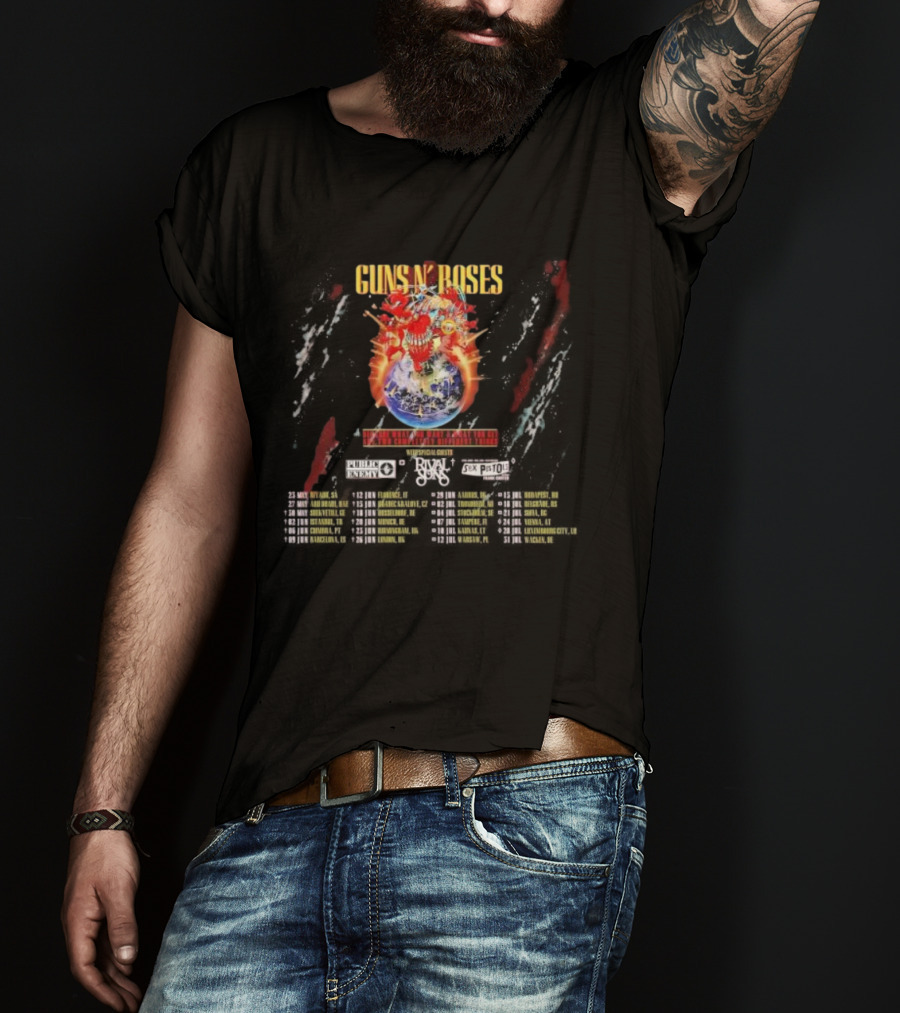 Guns N’ Roses World Tour 2025 Featuring Public Enemy Rival Sons Sex Pistols Frank Carter T-Shirt