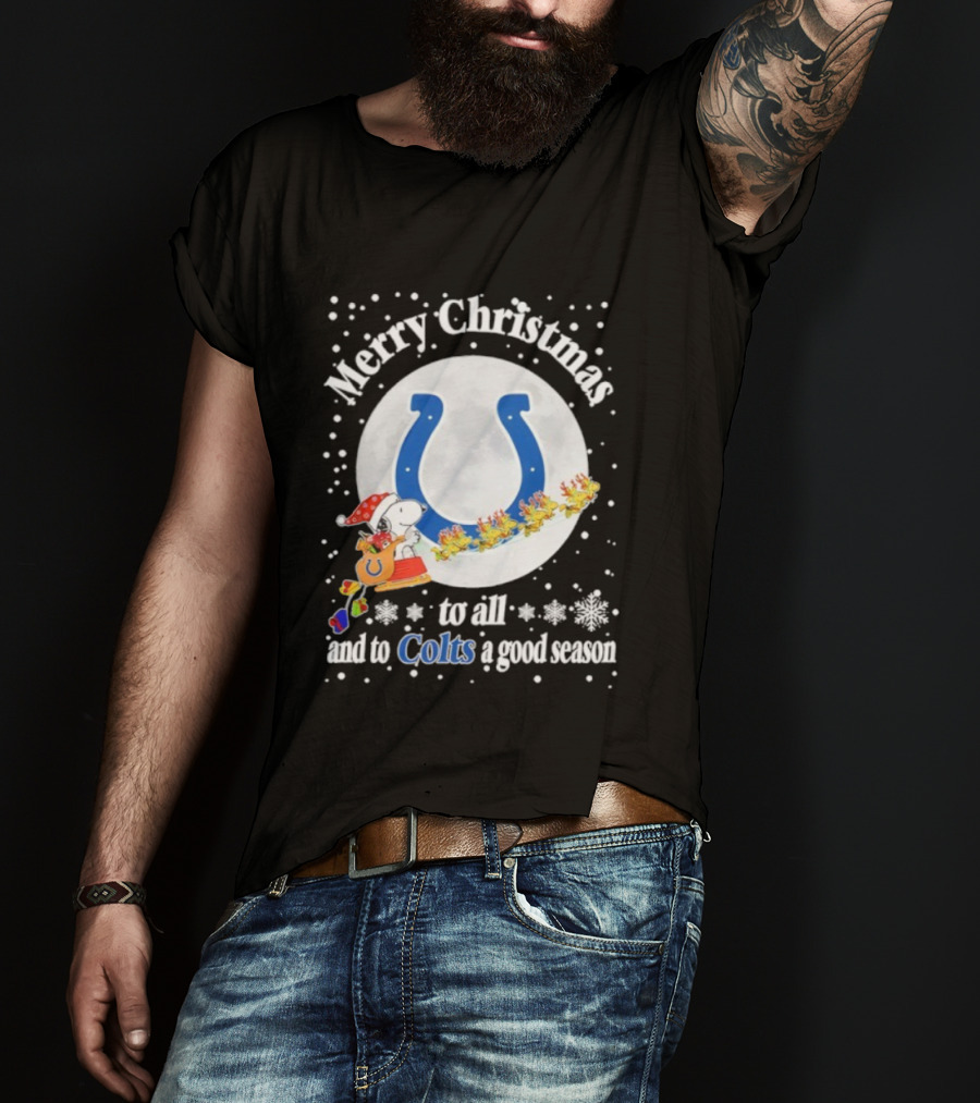 Indianapolis Colts Merry Christmas Snoopy Santa Sleigh Reindeer Football Season T-Shirt