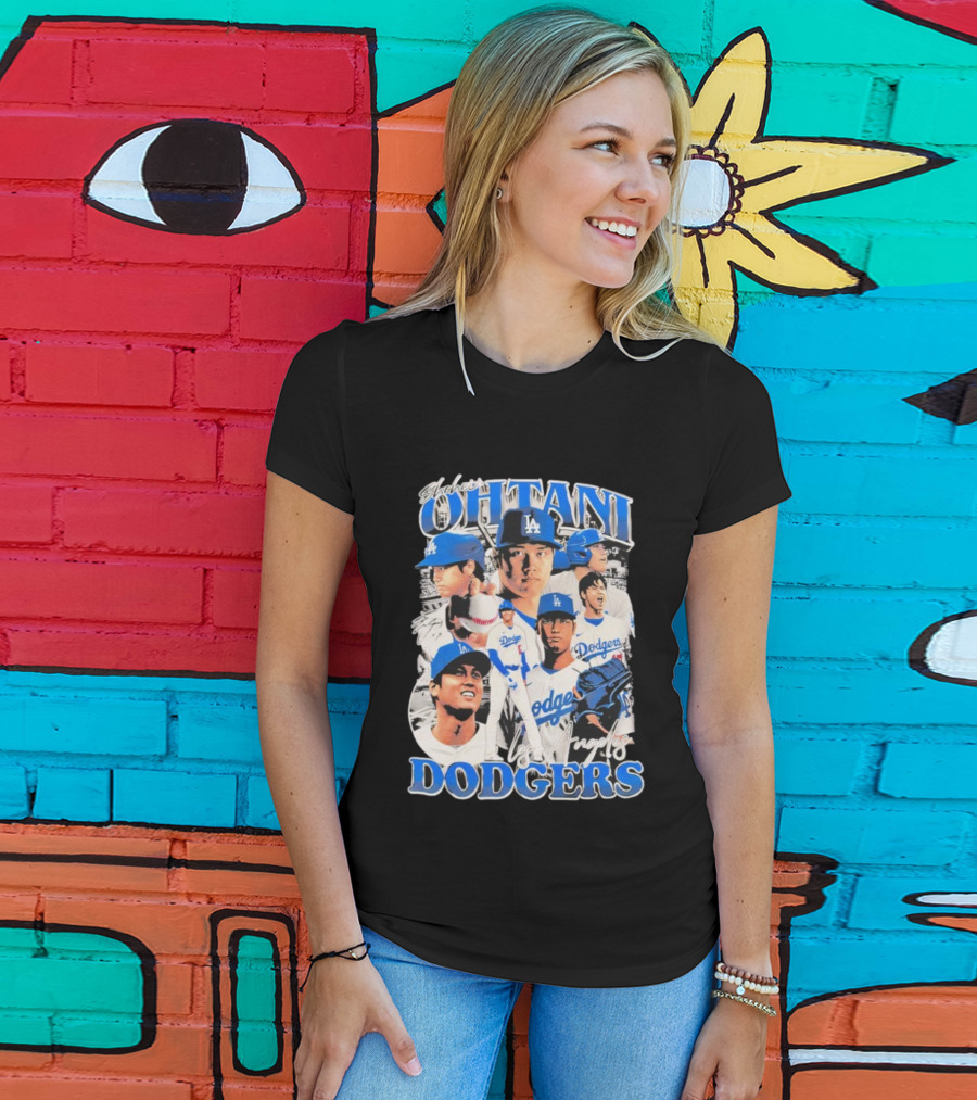 Shohei Ohtani Los Angeles Dodgers Baseball Player Collage Dodgers T-Shirt