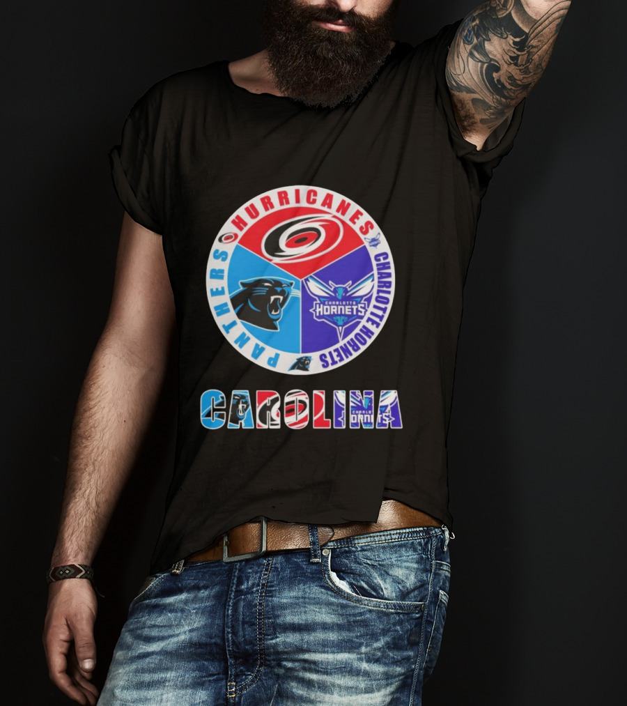 Carolina Hurricanes Panthers Charlotte Hornets Sports Collaboration T-Shirt