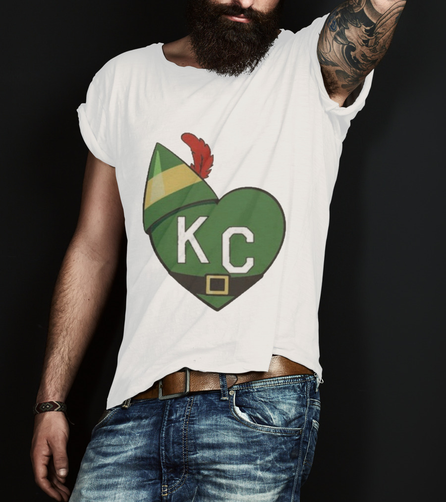 Cheerful KC Elf Heart Christmas Hat T-Shirt