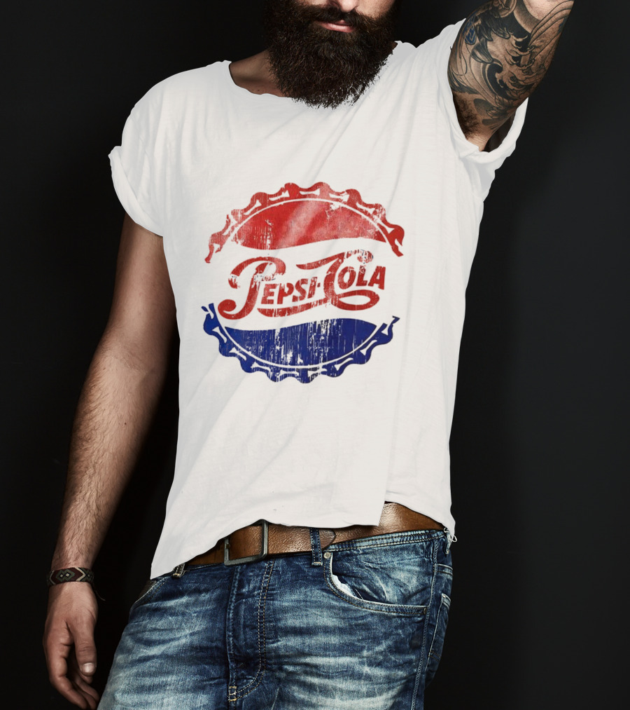 Pepsi Cola Vintage Bottle Cap Distressed Red White Blue T-Shirt