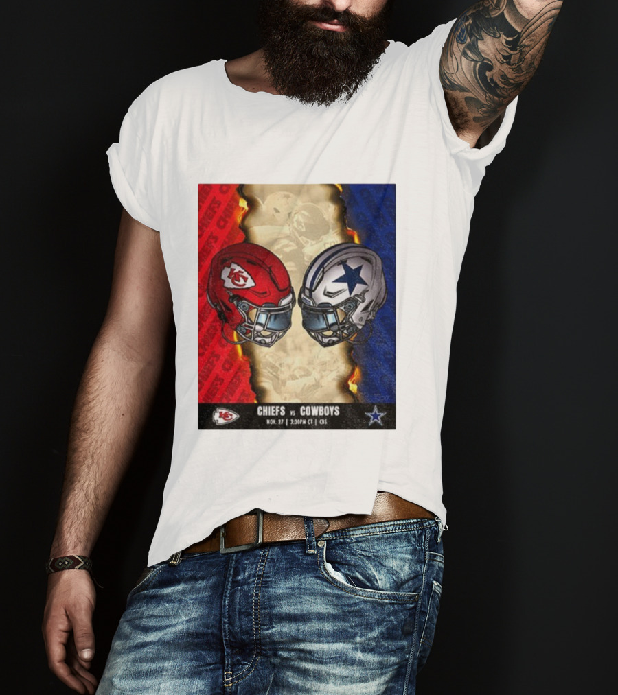 Chiefs Vs Cowboys November 27 3:30PM CT CBS Kansas City Dallas NFL Matchup T-Shirt