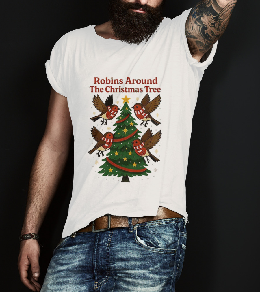 Robins Around The Christmas Tree Cheltenham Town T-Shirt