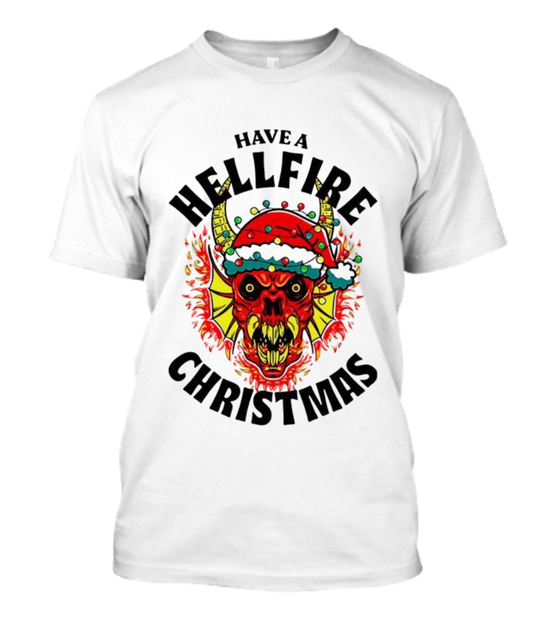 Have A Hellfire Christmas Demon With Santa Hat Stranger Things T-Shirt