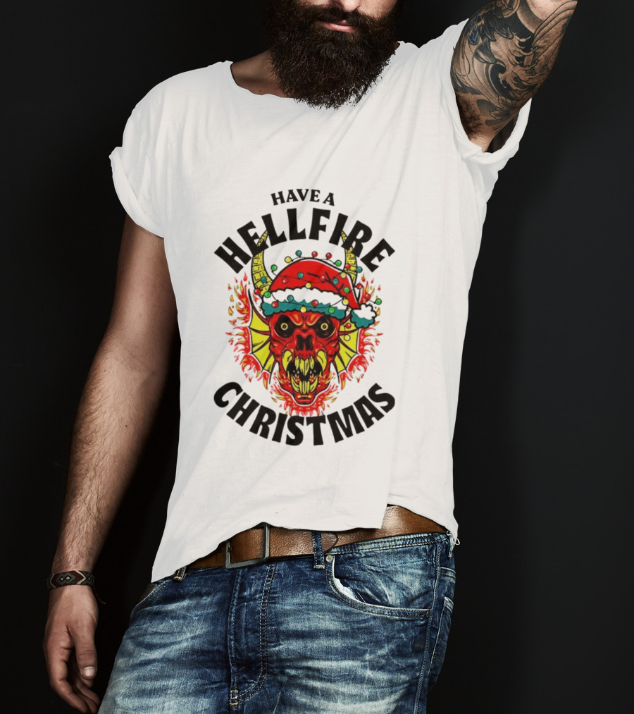Have A Hellfire Christmas Demon With Santa Hat Stranger Things T-Shirt