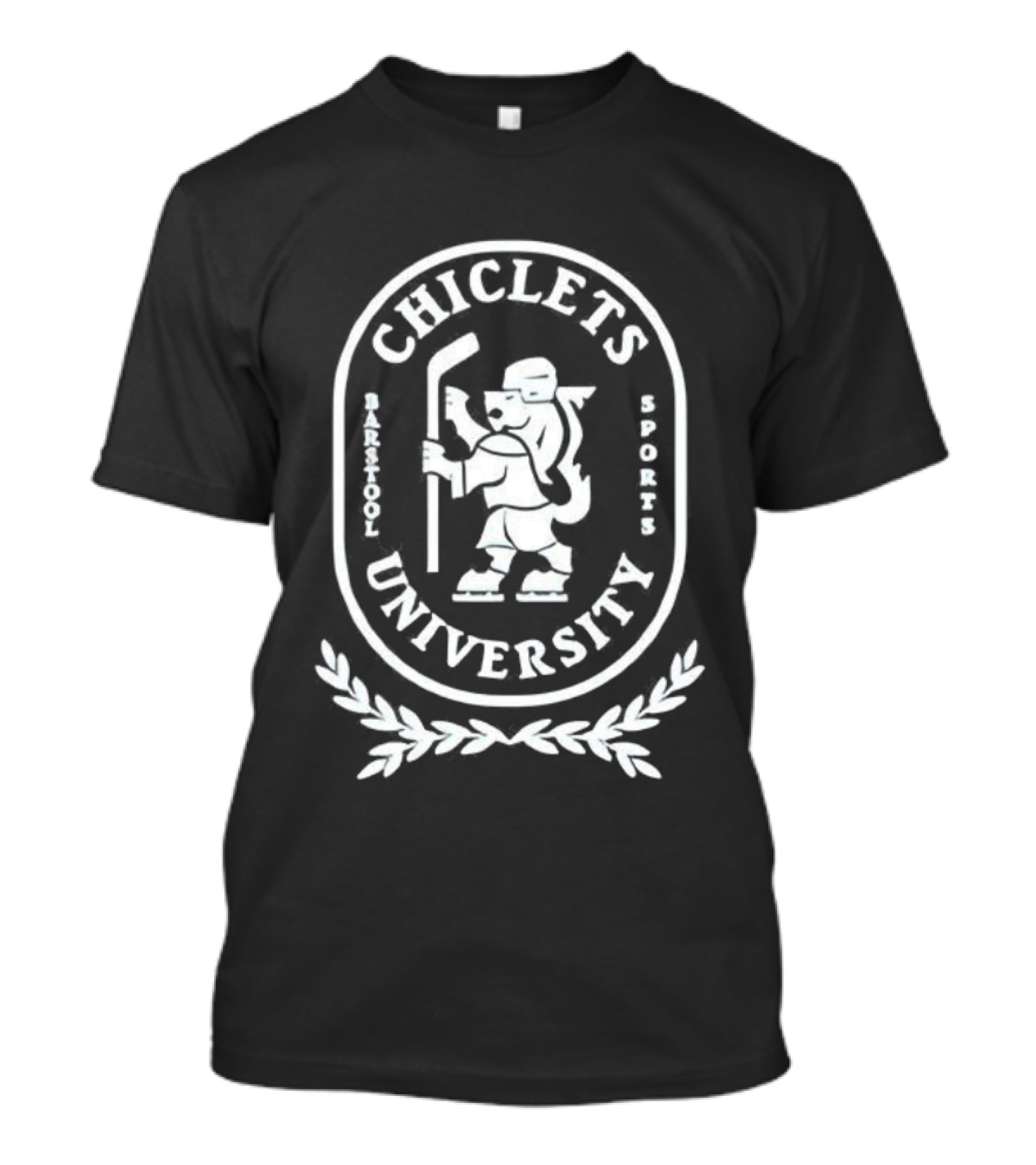 Barstool Sports Spittin Chiclets University Crest Hockey Stick Lion Symbol T-Shirt