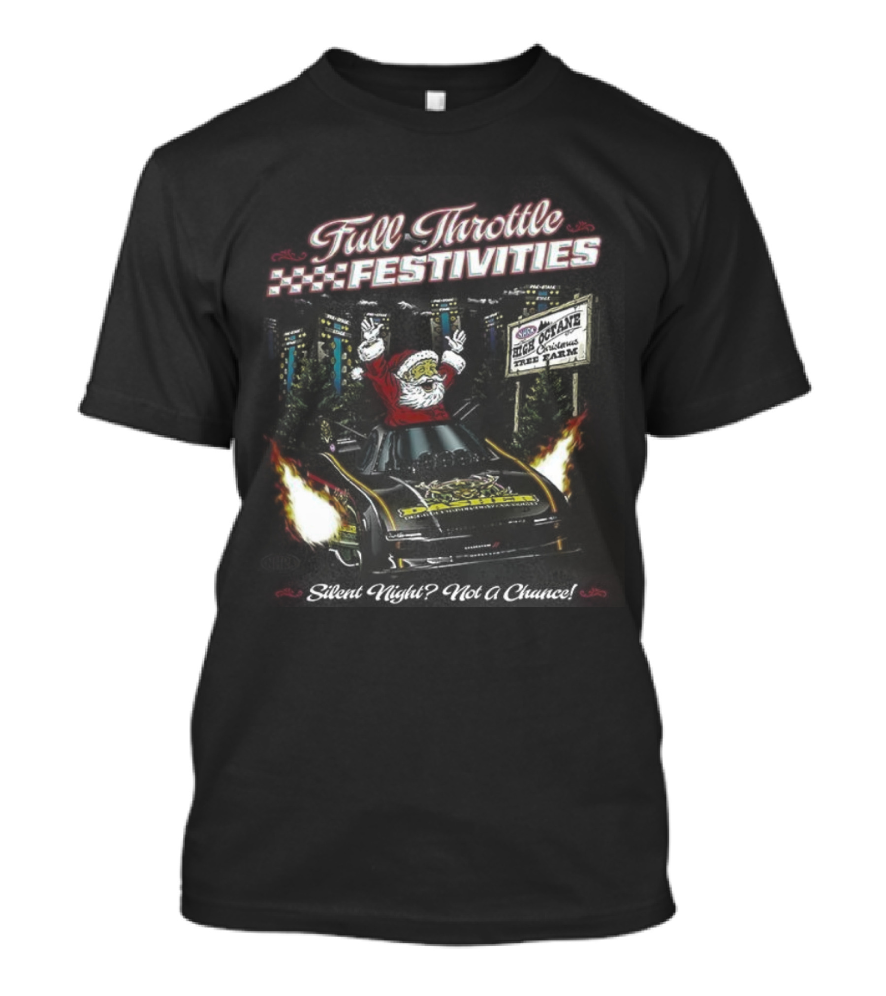 Full Throttle Festivities Santa Sleigh Christmas Celebration T-Shirt